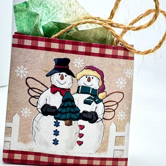 Set Of 3 Christmas SnowmanThemed Ornaments Resin Ceramic Paper Vintage - Picture 5 of 15